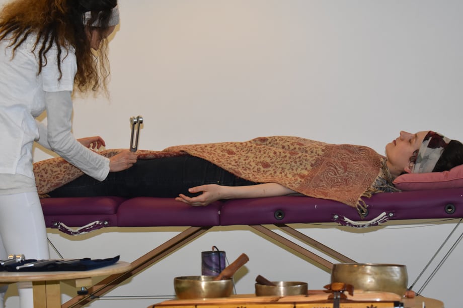 Physical body with tuning forks 2 with Belen Prado from Natural Tuning